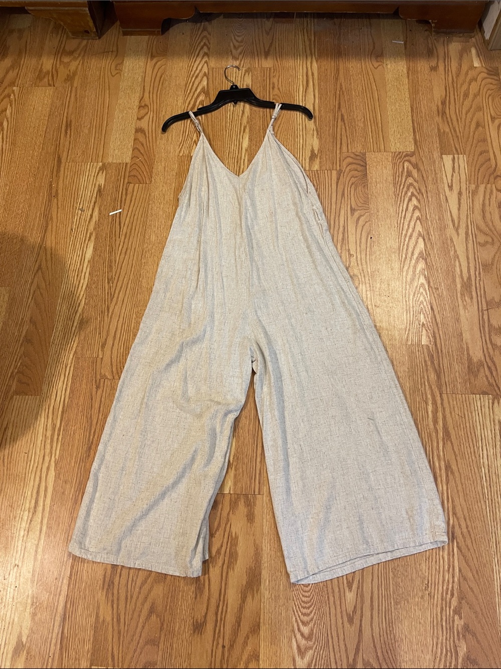 Shinestar Cream Wide-Leg Spaghetti Strap Jumpsuit
